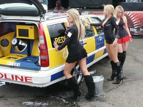 Redline Girls Washing Car